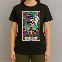 The Stoner Skeleton Tarot Card Funny 420 Cannabis T-Shirt thumb 4