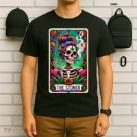 The Stoner Skeleton Tarot Card Funny 420 Cannabis T-Shirt thumb 6
