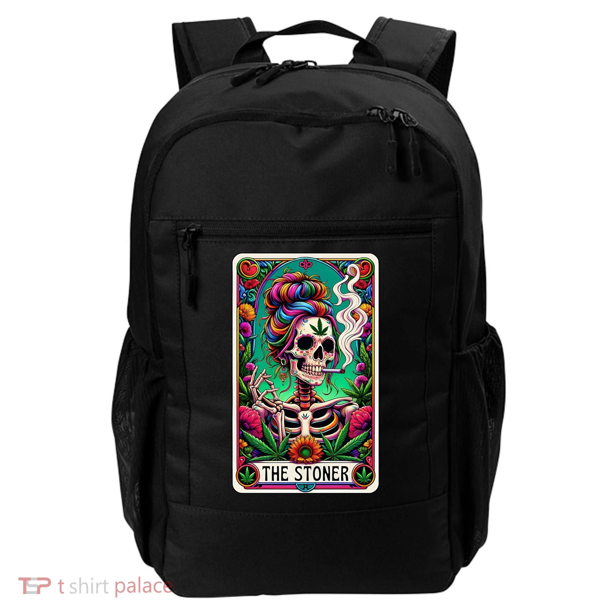 The Stoner Skeleton Tarot Card Funny 420 Cannabis Backpack