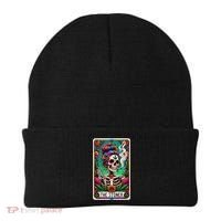 The Stoner Skeleton Tarot Card Funny 420 Cannabis Beanie thumb 0