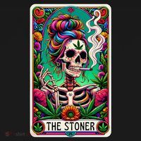 The Stoner Skeleton Tarot Card Funny 420 Cannabis Women's Hoodie thumb 2