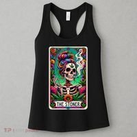 The Stoner Skeleton Tarot Card Funny 420 Cannabis Women's Tank Top thumb 3