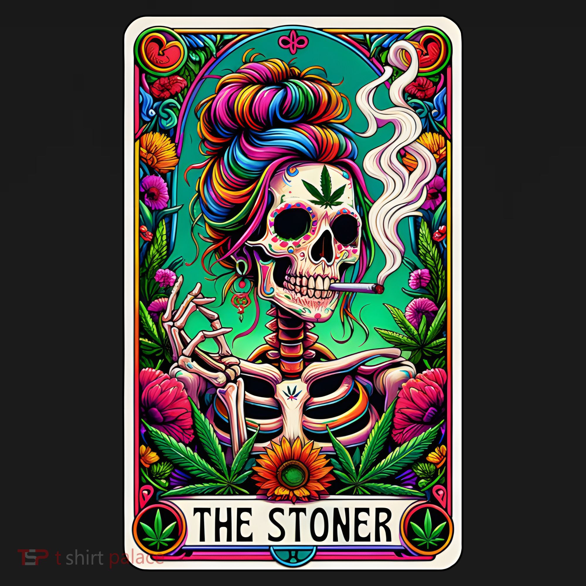 The Stoner Skeleton Tarot Card Funny 420 Cannabis Women's Tank Top