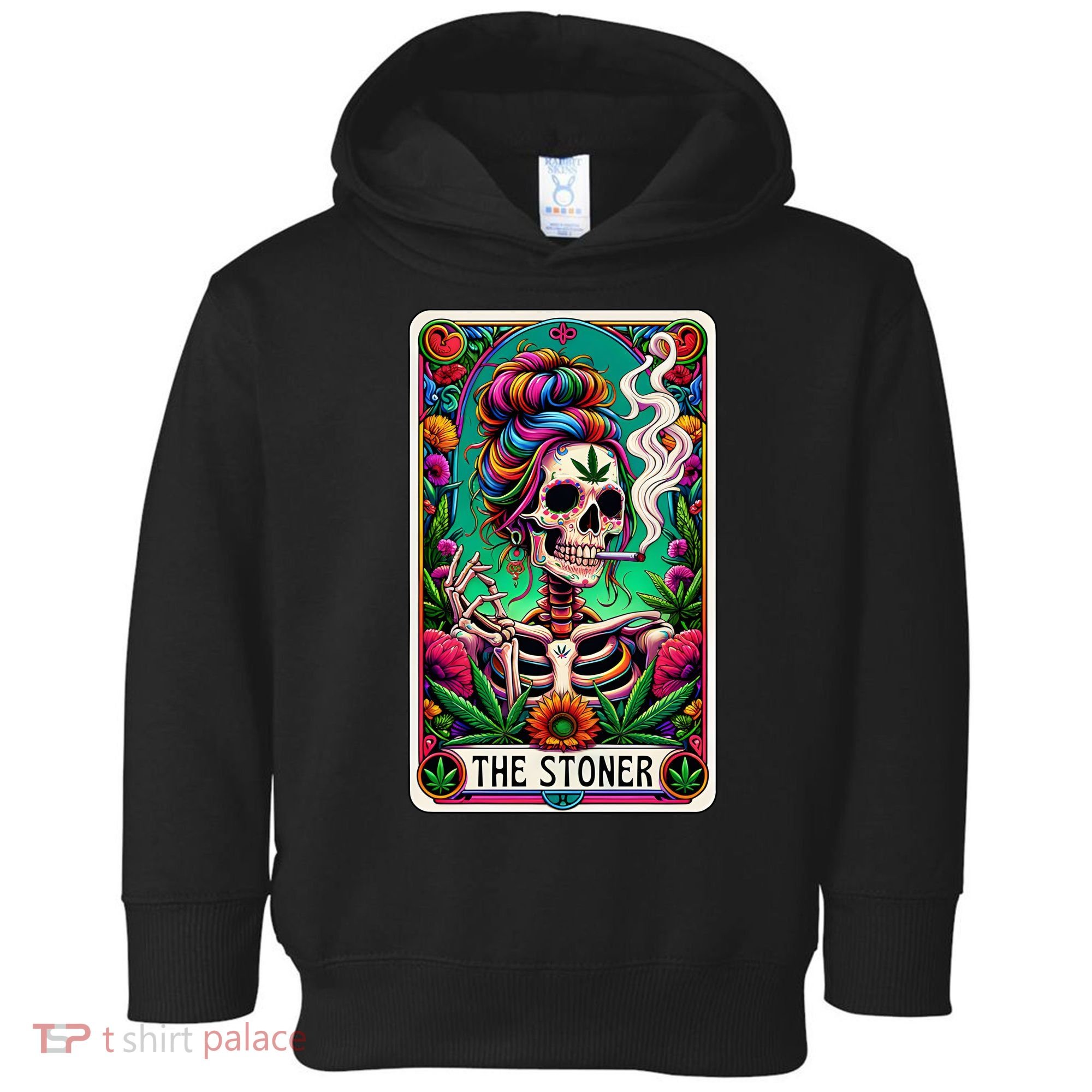 The Stoner Skeleton Tarot Card Funny 420 Cannabis Toddler Hoodie
