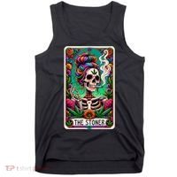 The Stoner Skeleton Tarot Card Funny 420 Cannabis Tank Top thumb 0