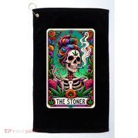 The Stoner Skeleton Tarot Card Funny 420 Cannabis Golf Towel thumb 0