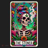 The Stoner Skeleton Tarot Card Funny 420 Cannabis Golf Towel thumb 3