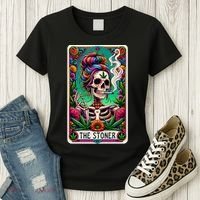 The Stoner Skeleton Tarot Card Funny 420 Cannabis Women's T-Shirt thumb 3