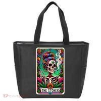The Stoner Skeleton Tarot Card Funny 420 Cannabis Tote Bag thumb 0