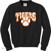 Tigers School Spirit Mascot Back To School Orange Kids Sweatshirt thumb 0