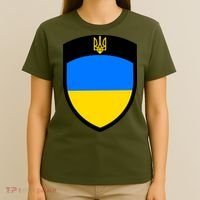 Tactical Shield Support 5 11 Ukraine Volodymyr Zelenskyy Trident Military T-Shirt thumb 4