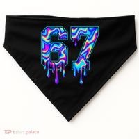 Trippy Swirl Six Seven Drip 6-7 Meme 67 Slang USA-Made Doggie Bandana thumb 0