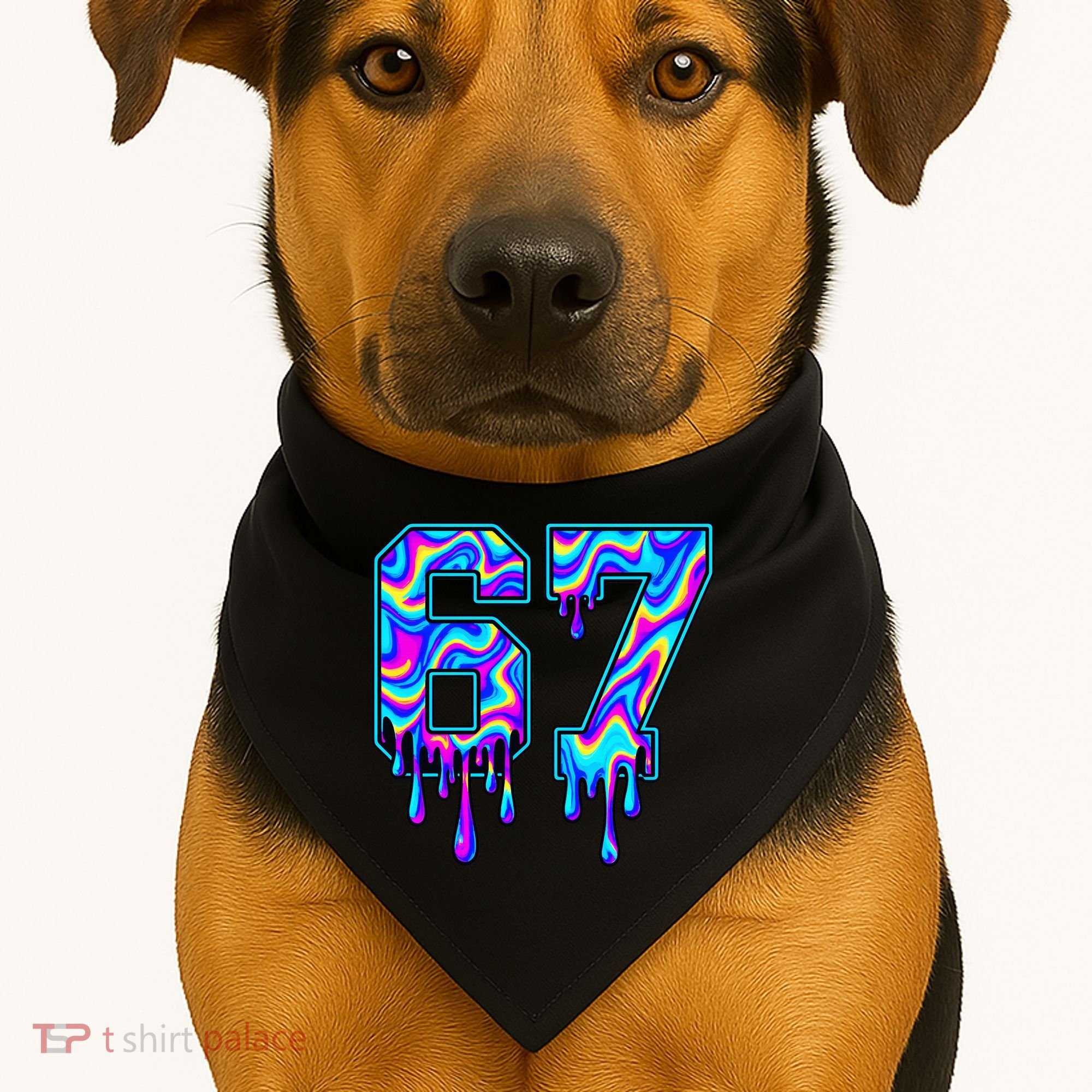 Trippy Swirl Six Seven Drip 6-7 Meme 67 Slang USA-Made Doggie Bandana