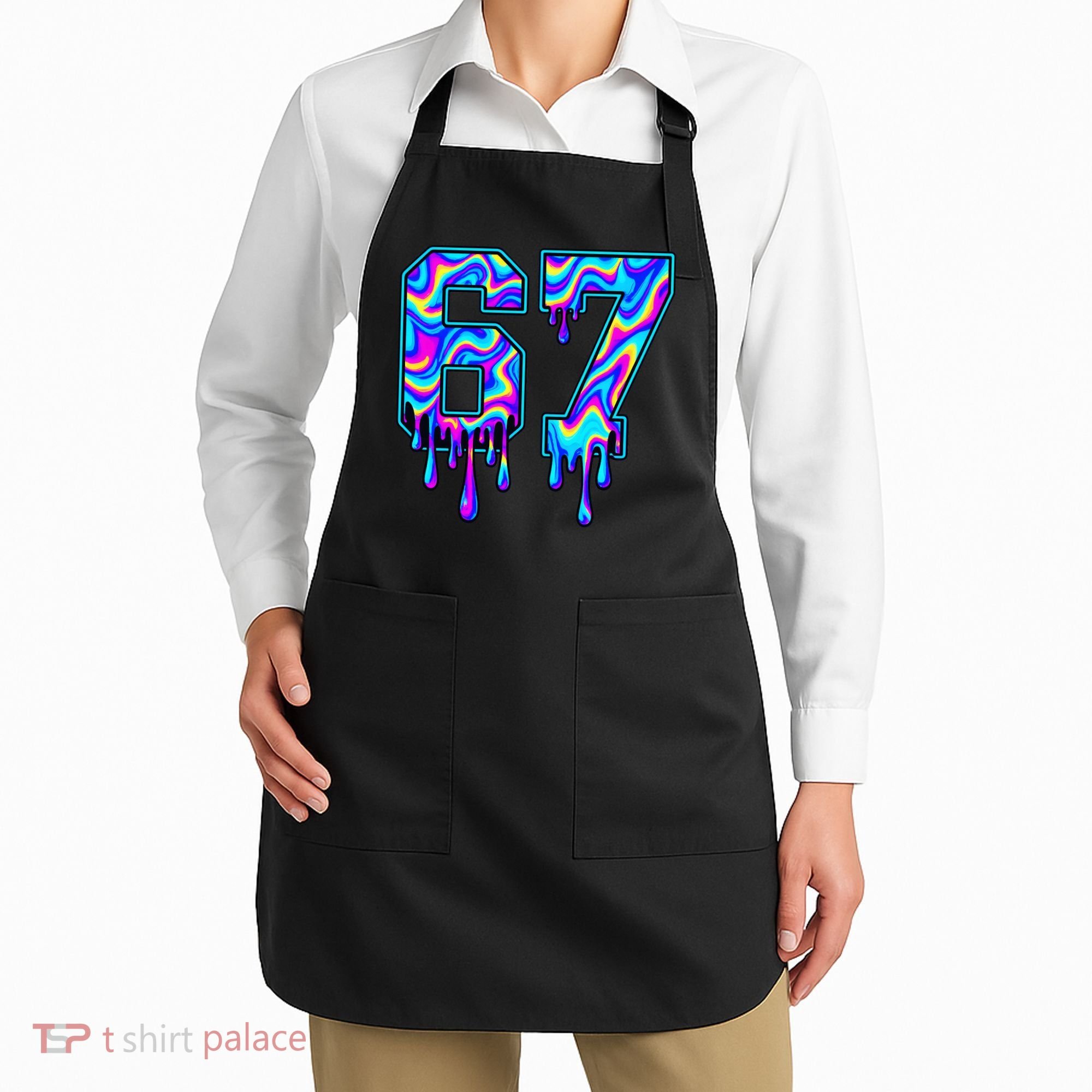 Trippy Swirl Six Seven Drip 6-7 Meme 67 Slang Apron