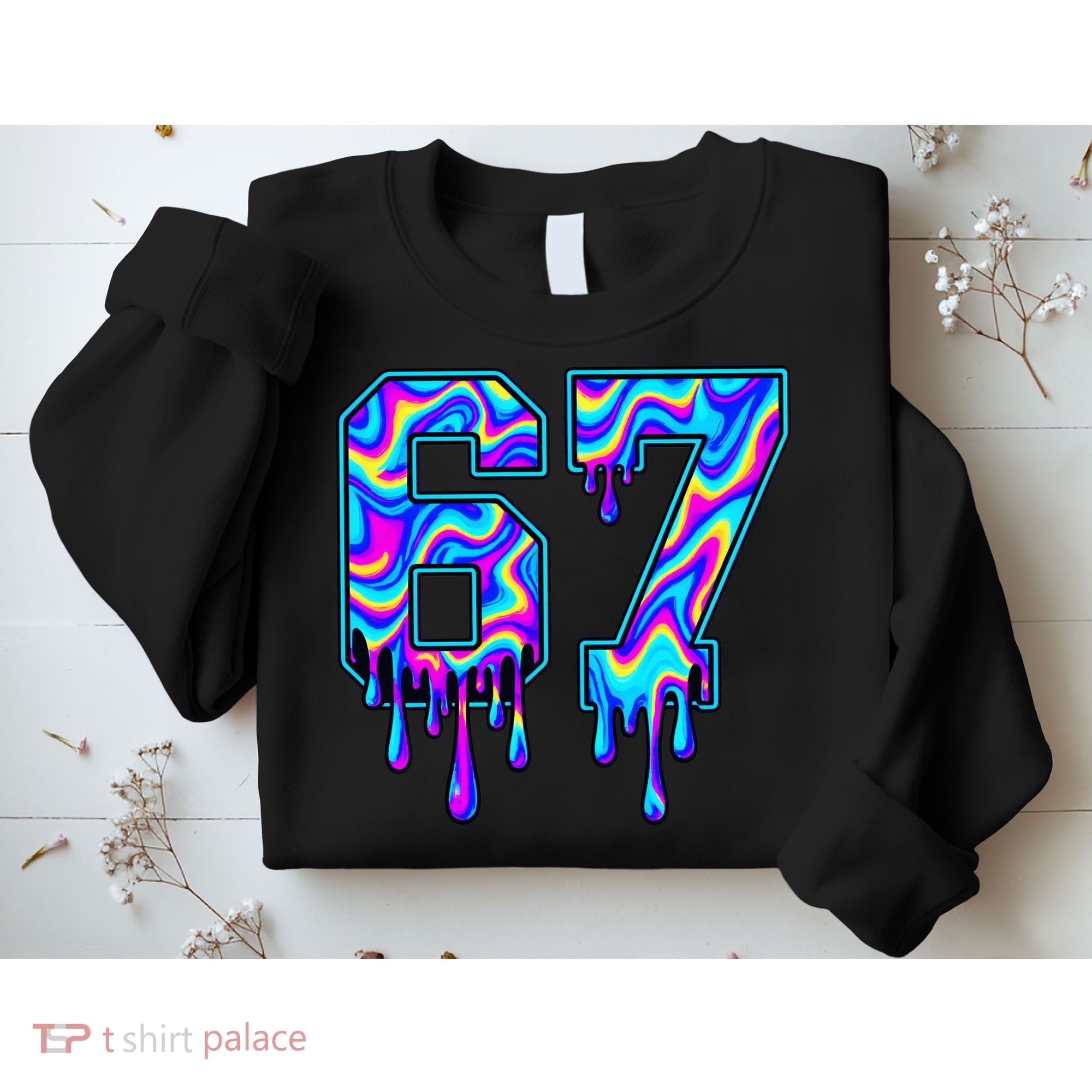 Trippy Swirl Six Seven Drip 6-7 Meme 67 Slang Sweatshirt