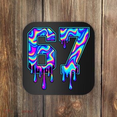 Trippy Swirl Six Seven Drip 6-7 Meme 67 Slang Coaster