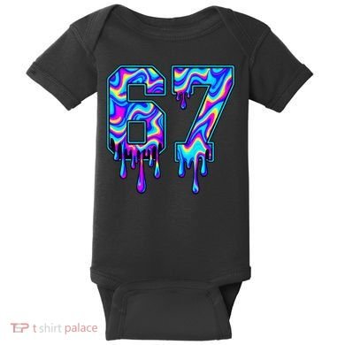 Trippy Swirl Six Seven Drip 6-7 Meme 67 Slang Baby Bodysuit