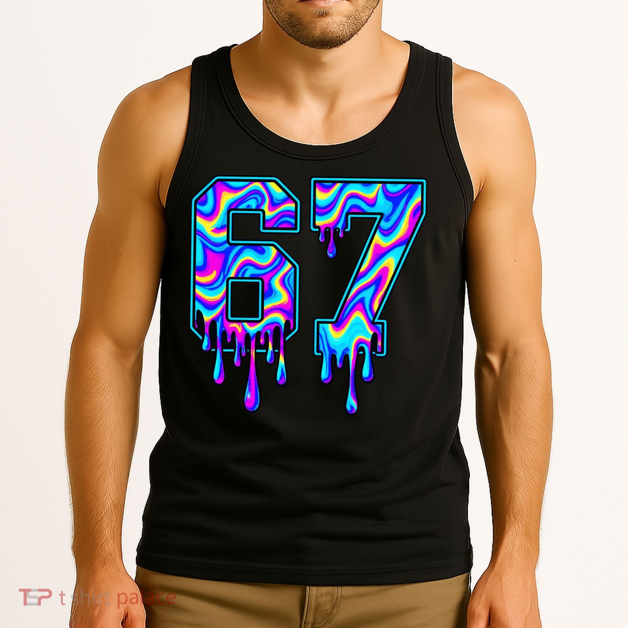 Trippy Swirl Six Seven Drip 6-7 Meme 67 Slang Tank Top