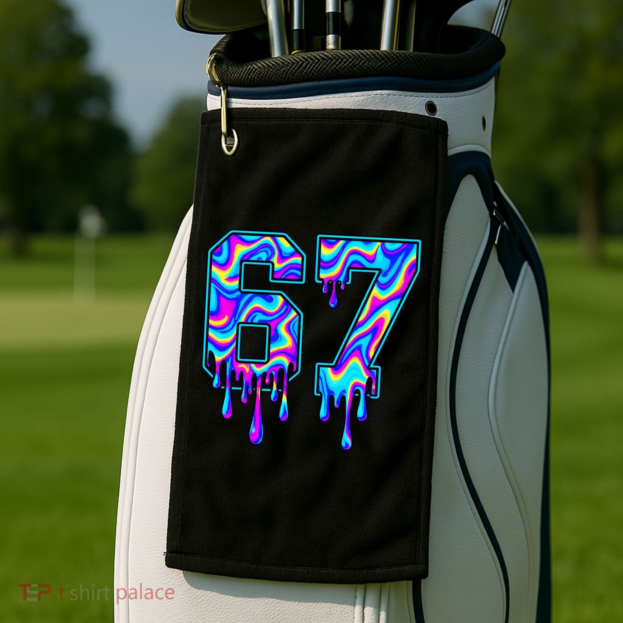 Trippy Swirl Six Seven Drip 6-7 Meme 67 Slang Golf Towel