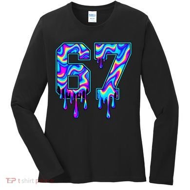Trippy Swirl Six Seven Drip 6-7 Meme 67 Slang Women's Long Sleeve Shirt
