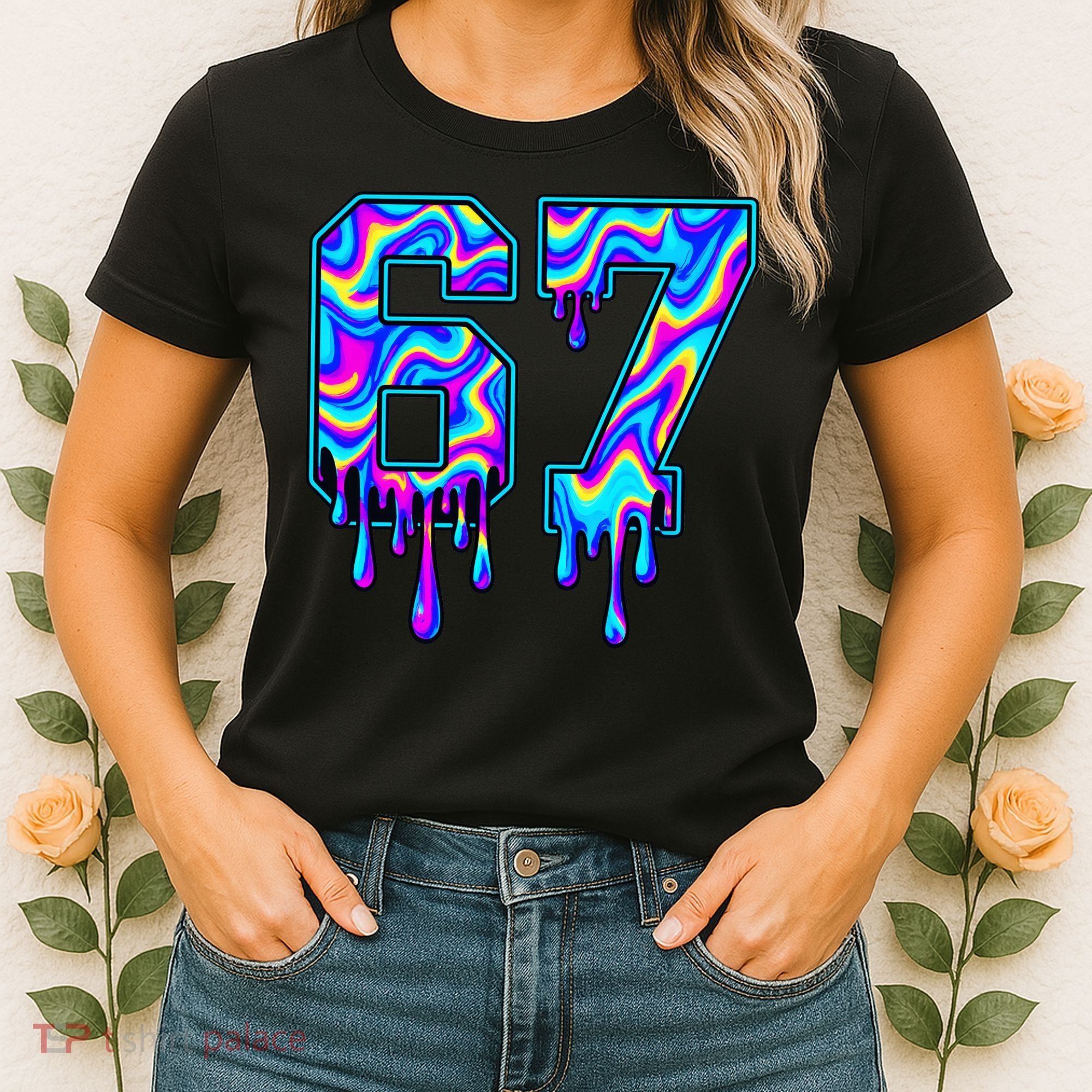 Trippy Swirl Six Seven Drip 6-7 Meme 67 Slang Women's T-Shirt