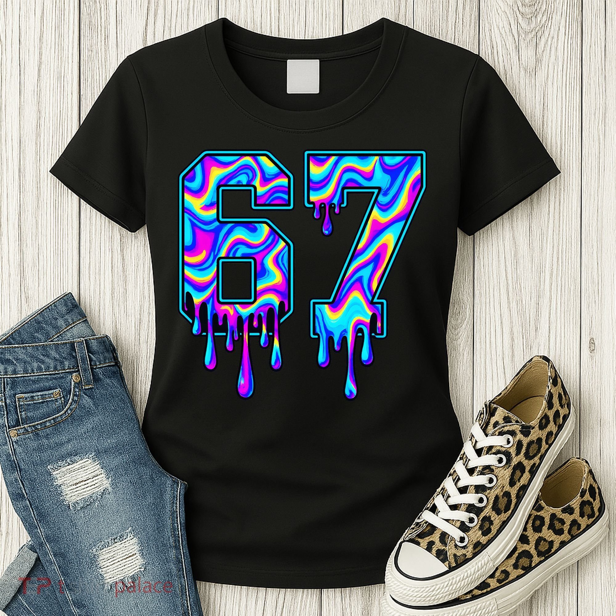 Trippy Swirl Six Seven Drip 6-7 Meme 67 Slang Women's T-Shirt