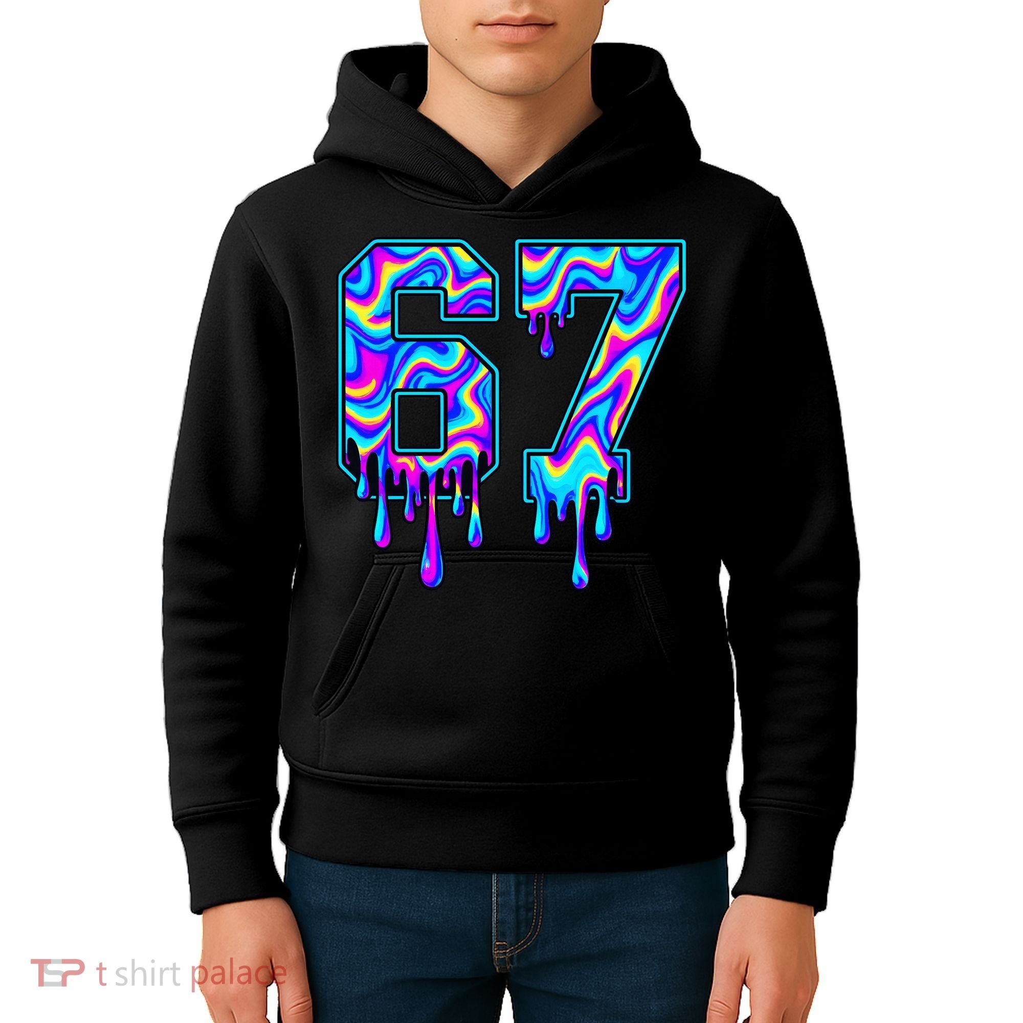 Trippy Swirl Six Seven Drip 6-7 Meme 67 Slang Kids Hoodie
