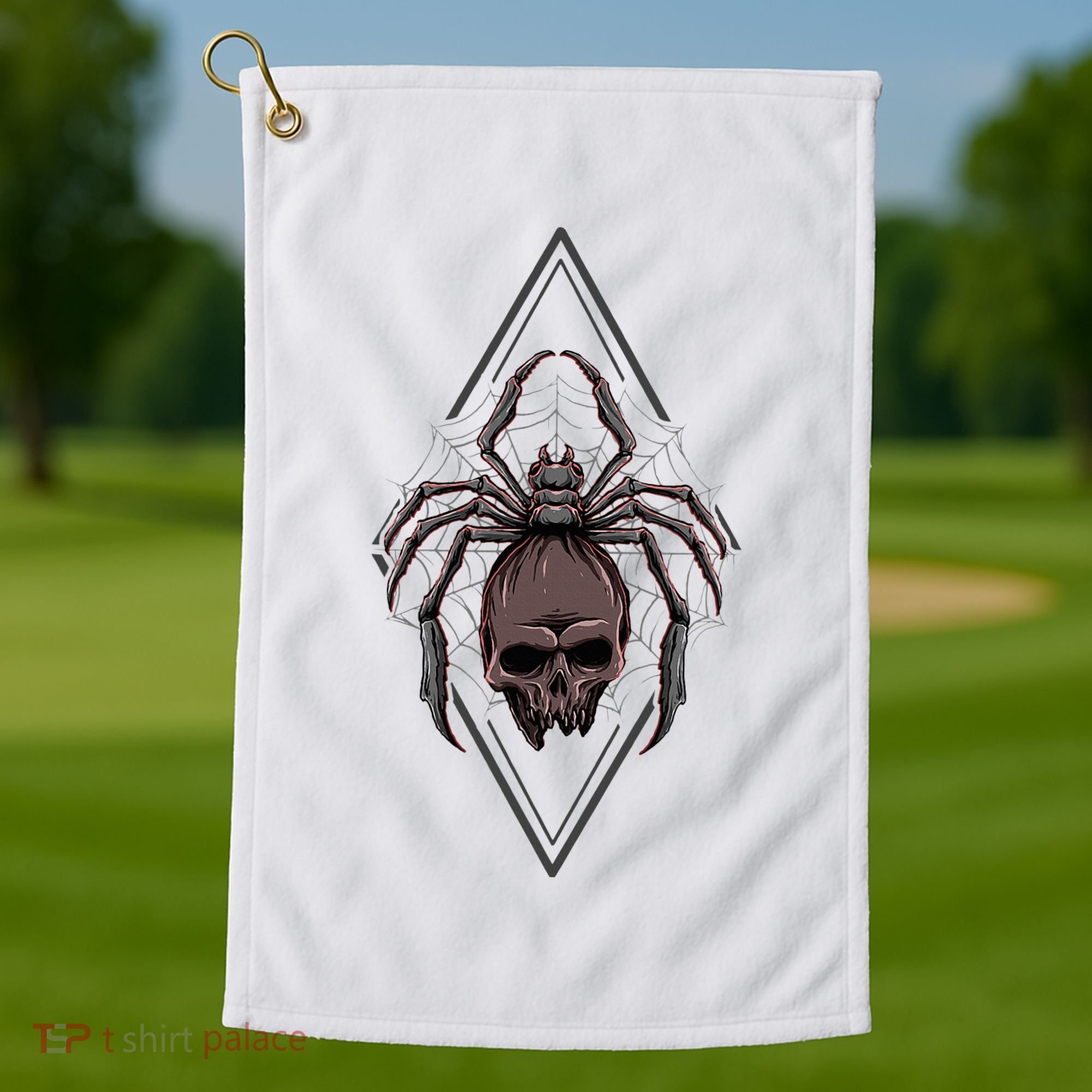 Tarantula Skull Spider Golf Towel