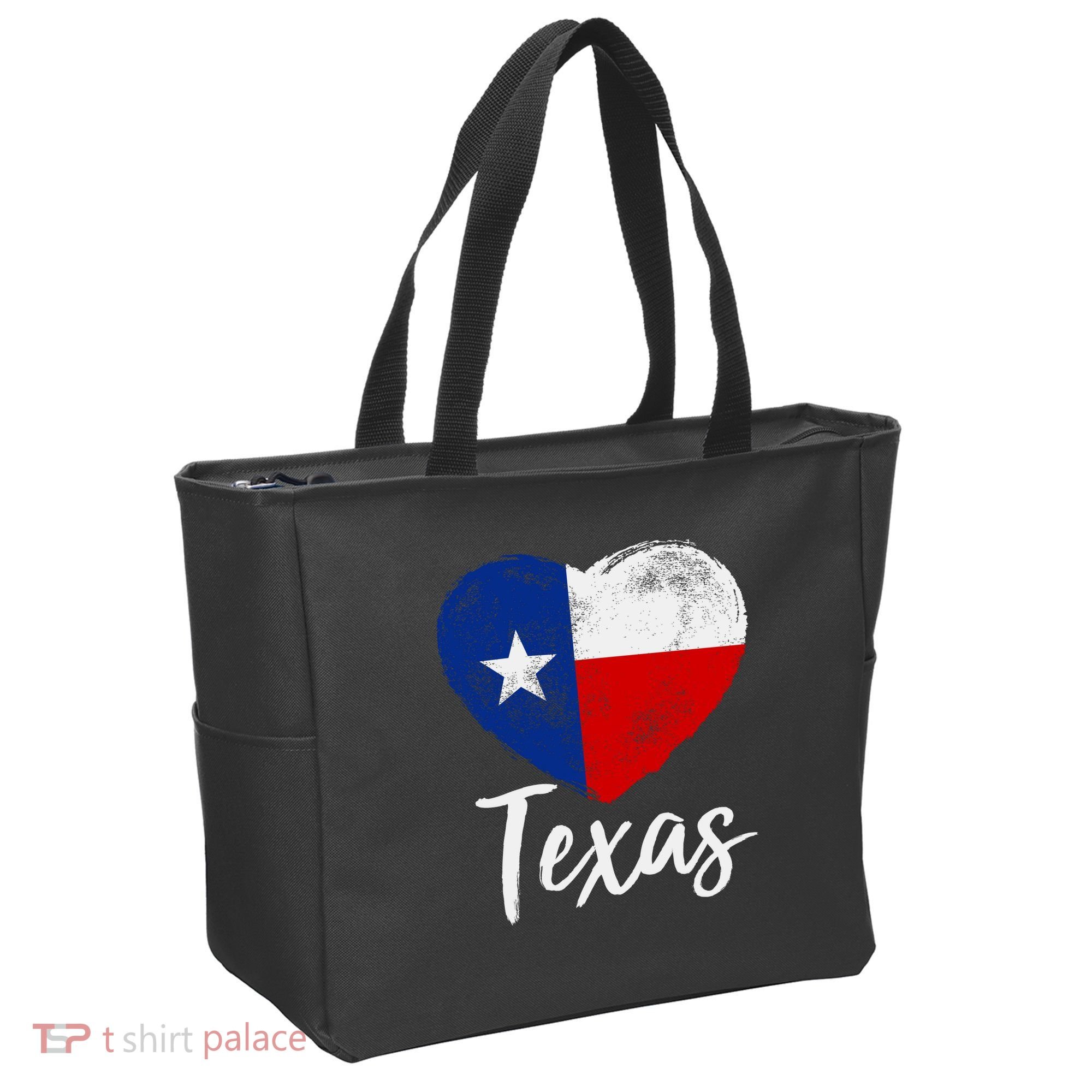 Texas Strong State Flag Heart Tote Bag