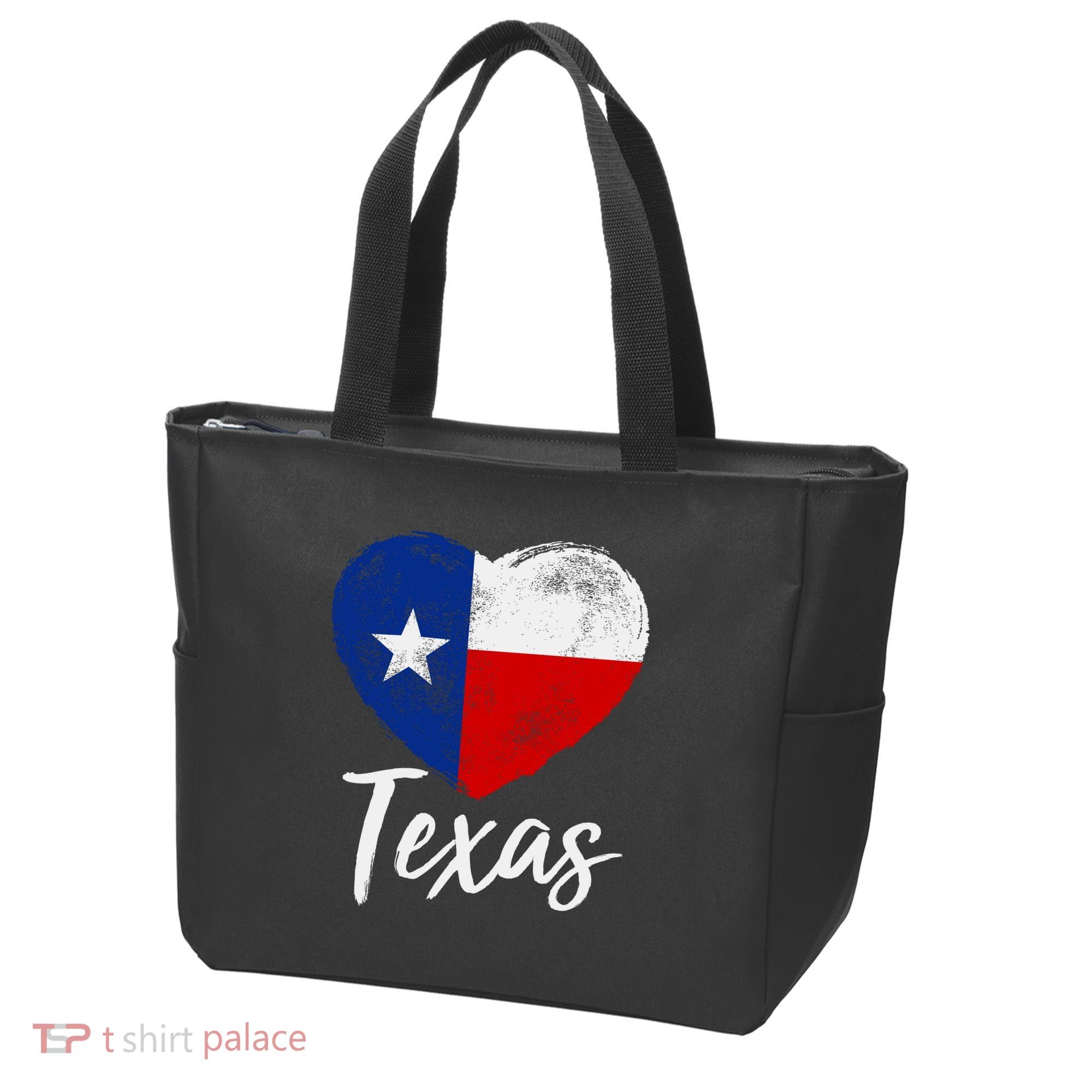 Texas Strong State Flag Heart Tote Bag
