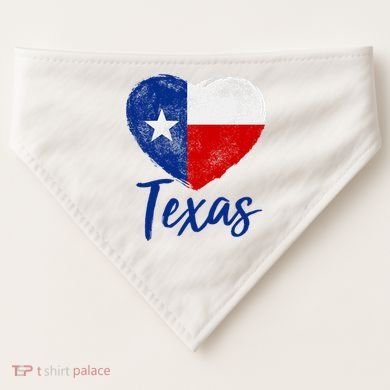 Texas Strong State Flag Heart USA-Made Doggie Bandana