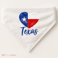Texas Strong State Flag Heart USA-Made Doggie Bandana thumb 0