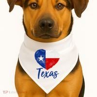 Texas Strong State Flag Heart USA-Made Doggie Bandana thumb 1