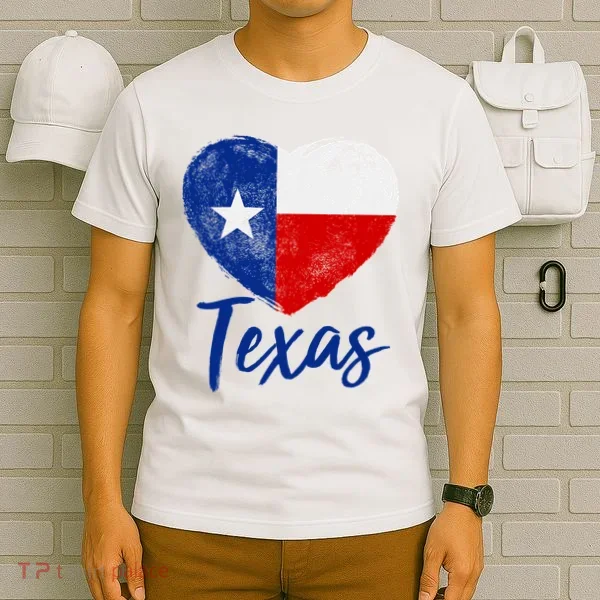 Texas Strong State Flag Heart T-Shirt