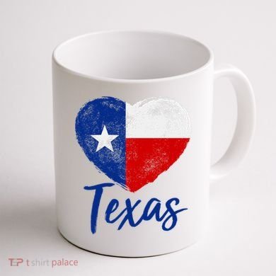 Texas Strong State Flag Heart Coffee Mug back