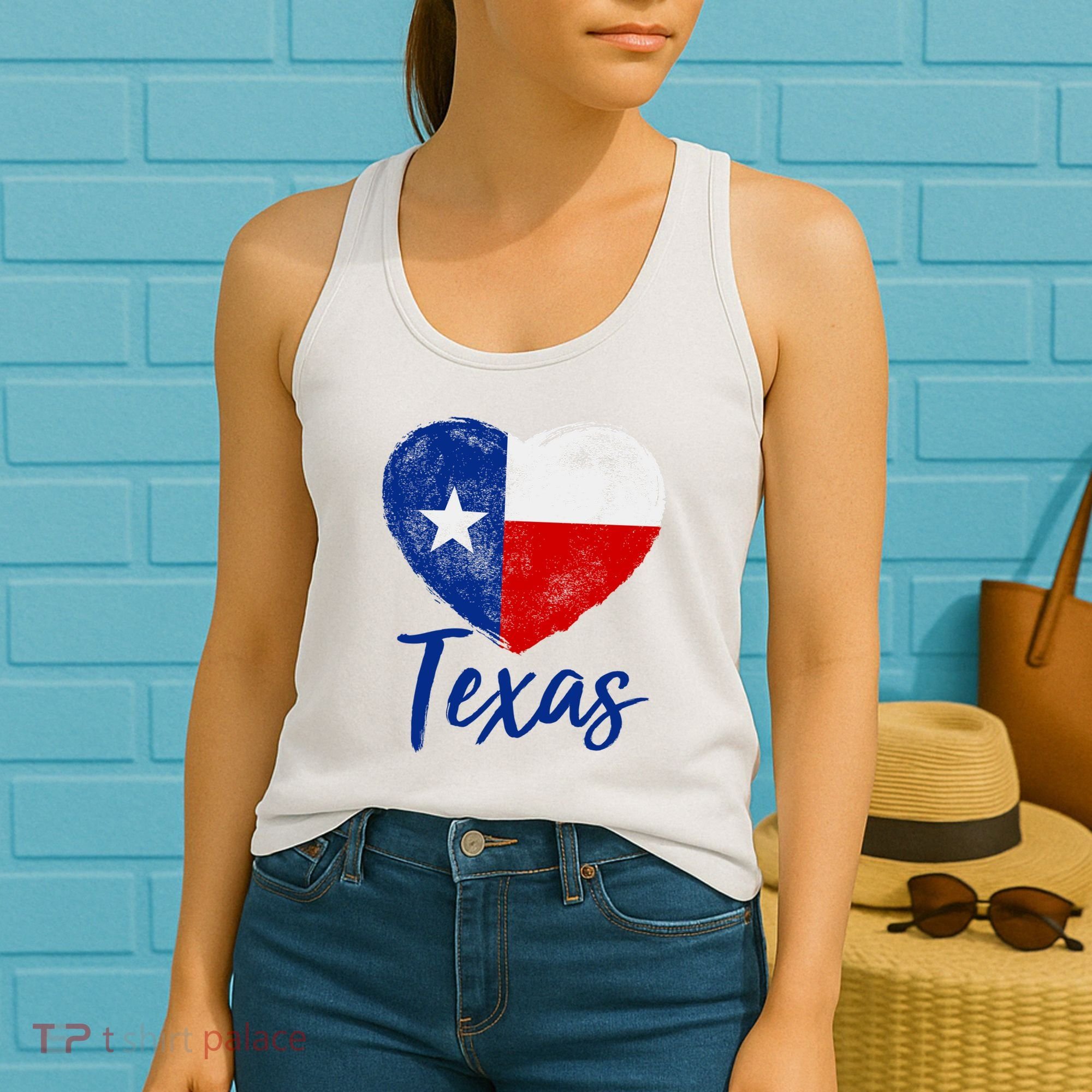 Texas Strong State Flag Heart Women's Tank Top