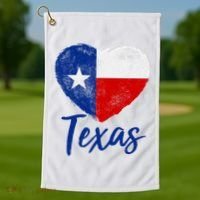 Texas Strong State Flag Heart Golf Towel thumb 1