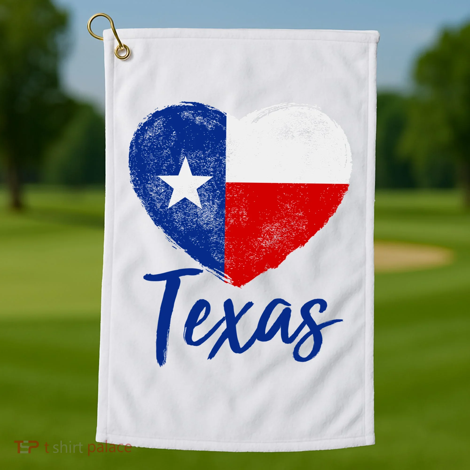 Texas Strong State Flag Heart Golf Towel