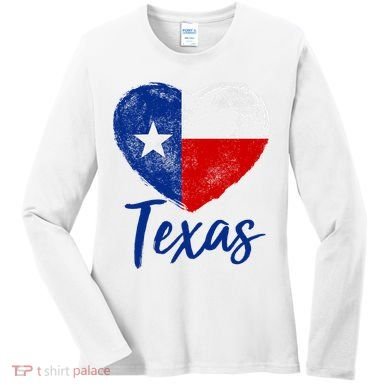 Texas Strong State Flag Heart Women's Long Sleeve Shirt