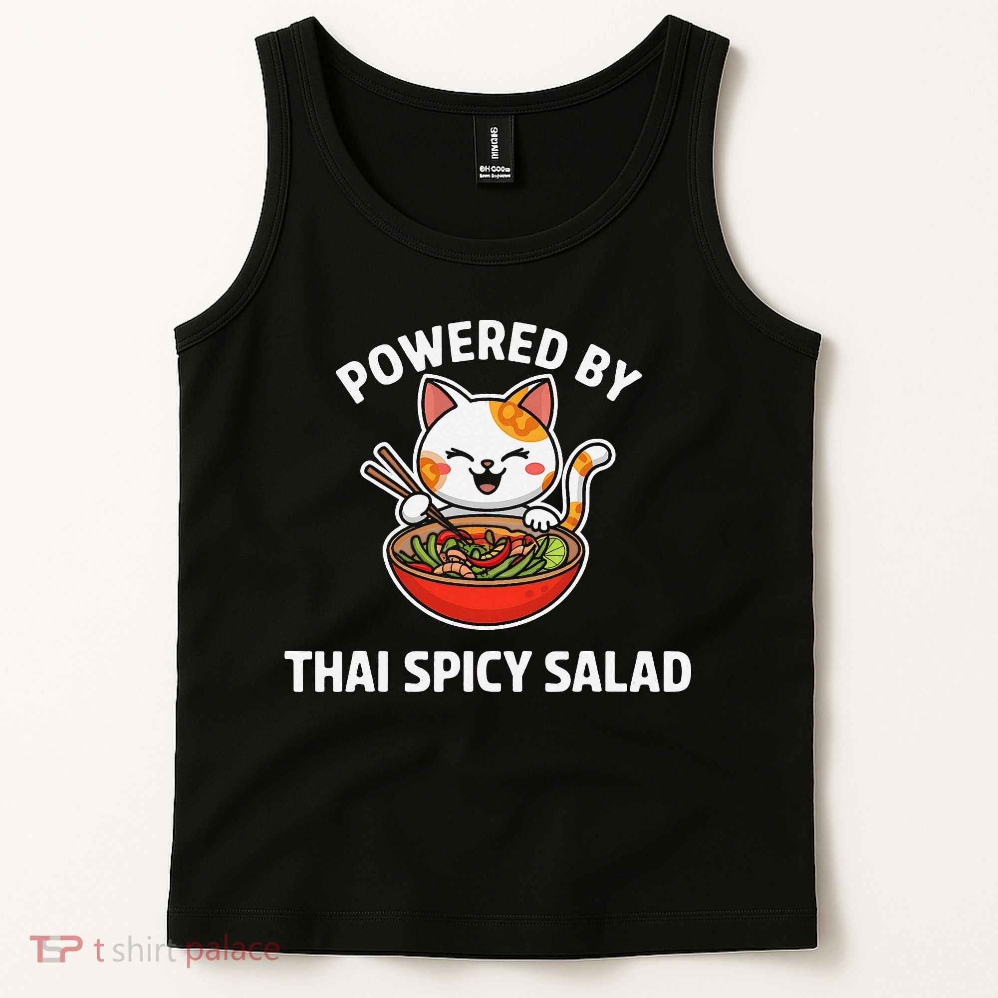 Thai Spicy Salad Foodie Cat Lover Kawaii Anime Graphic Tank Top