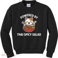 Thai Spicy Salad Foodie Cat Lover Kawaii Anime Graphic Kids Sweatshirt thumb 0