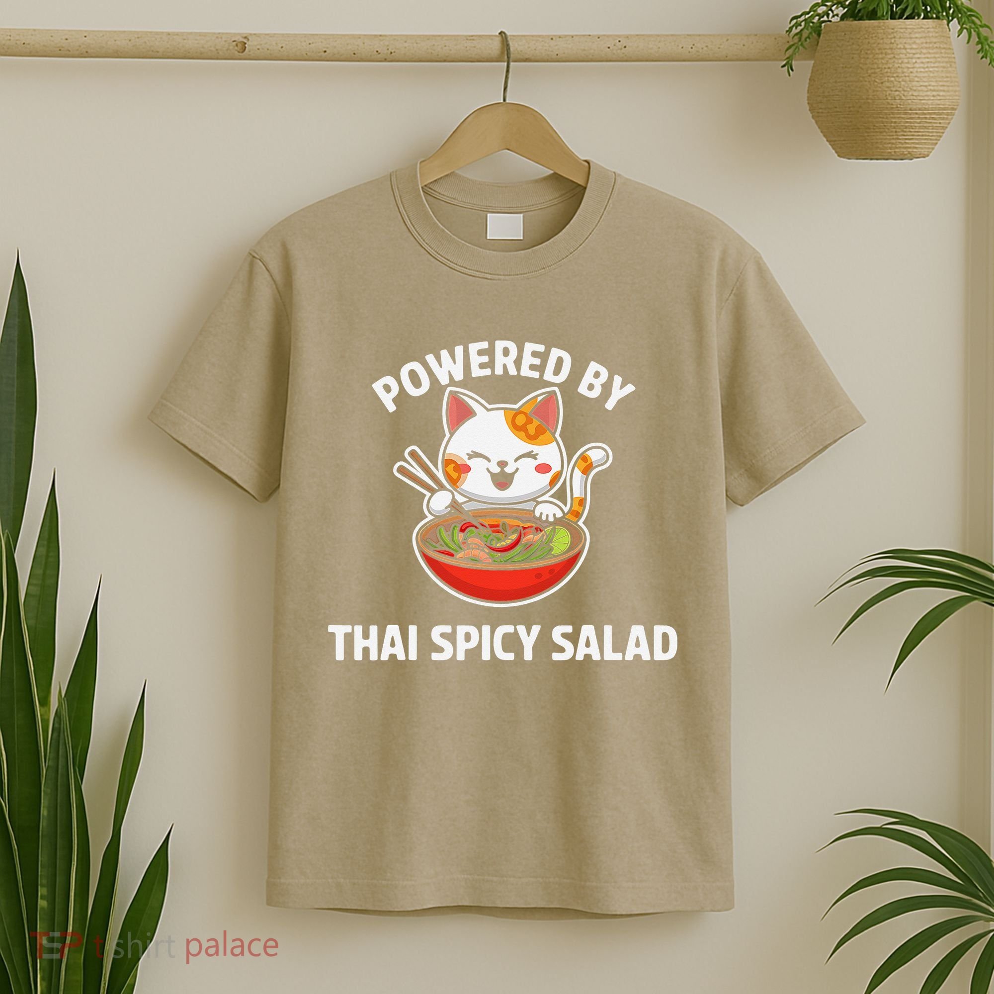 Thai Spicy Salad Foodie Cat Lover Kawaii Anime Graphic T-Shirt