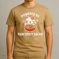 Thai Spicy Salad Foodie Cat Lover Kawaii Anime Graphic T-Shirt thumb 3