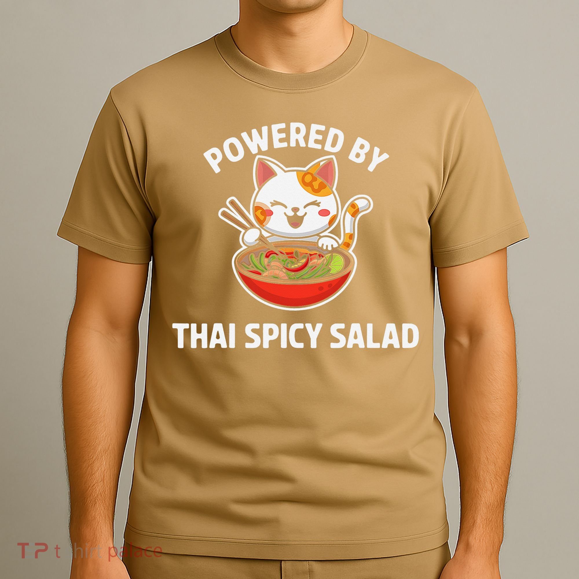 Thai Spicy Salad Foodie Cat Lover Kawaii Anime Graphic T-Shirt