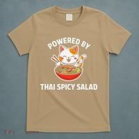 Thai Spicy Salad Foodie Cat Lover Kawaii Anime Graphic T-Shirt thumb 5