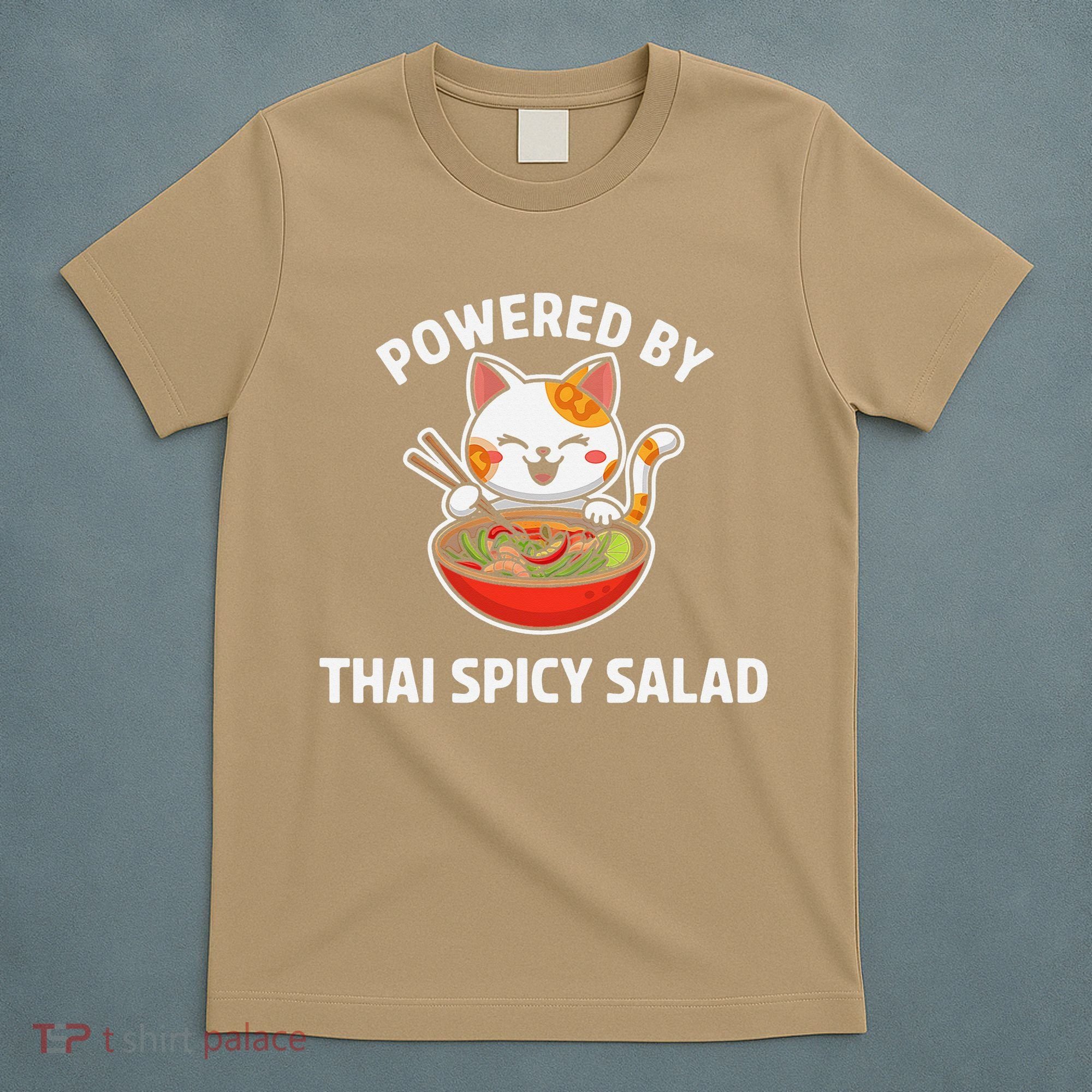 Thai Spicy Salad Foodie Cat Lover Kawaii Anime Graphic T-Shirt