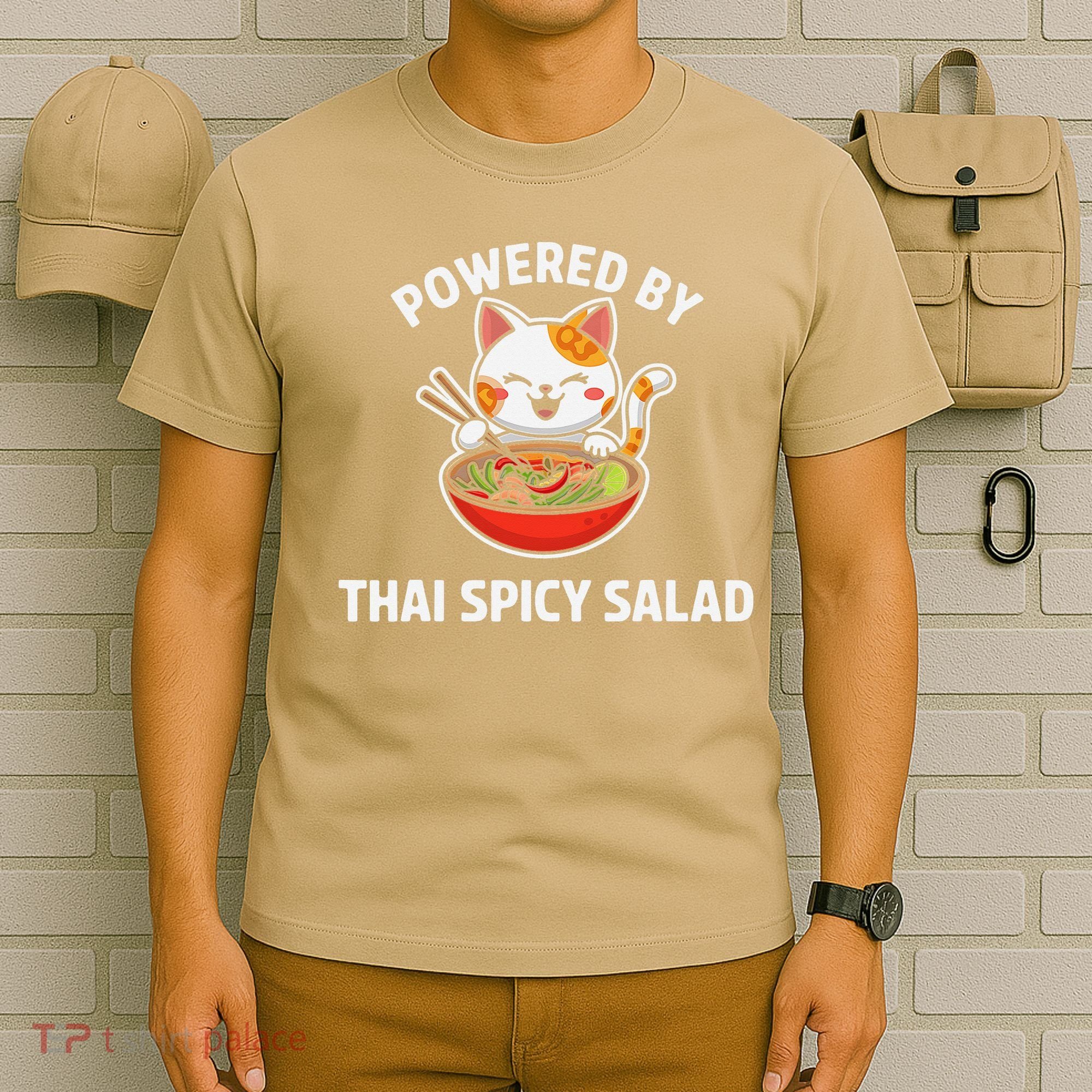 Thai Spicy Salad Foodie Cat Lover Kawaii Anime Graphic T-Shirt