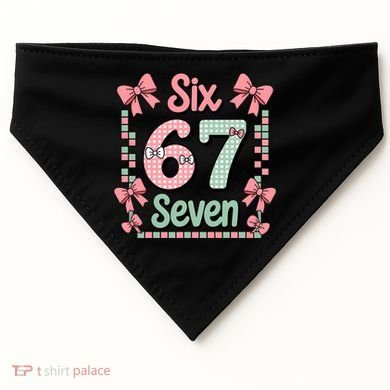 Trendy Six Seven 67 Meme 6-7 Cute Funny USA-Made Doggie Bandana