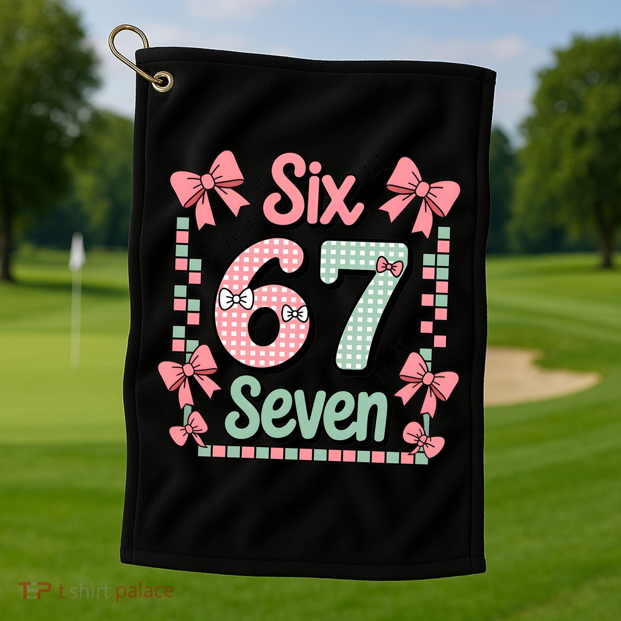 Trendy Six Seven 67 Meme 6-7 Cute Funny Golf Towel
