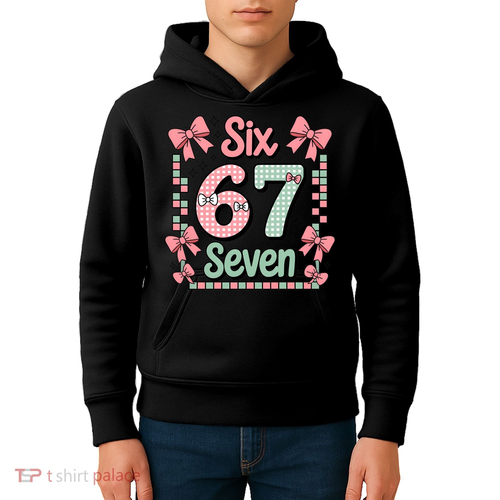 Trendy Six Seven 67 Meme 6-7 Cute Funny Kids Hoodie